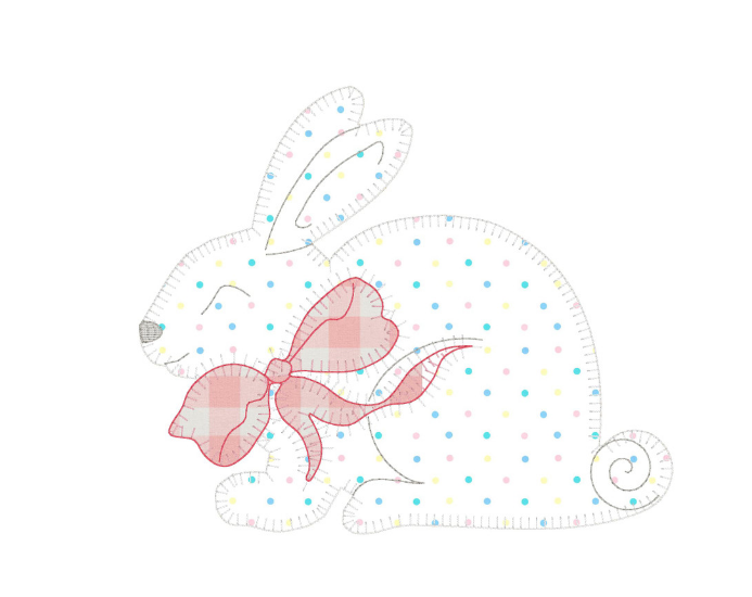 - SAMPLE SALE- Applique Bunny with Bow Design