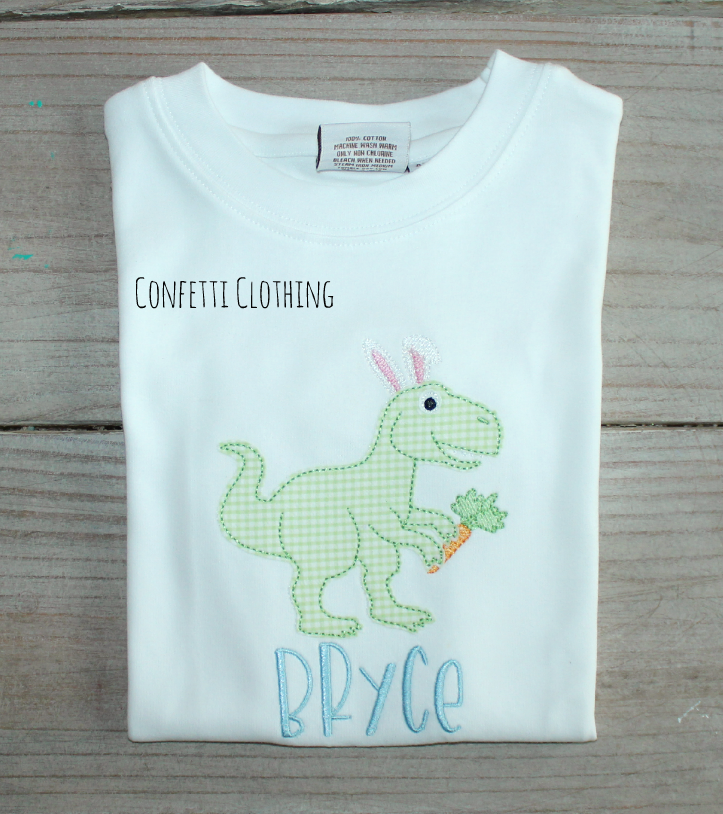 Applique Boys Dino Bunny Design