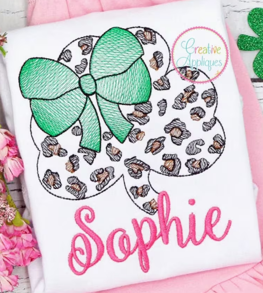 - SAMPLE SALE- Sketch Leopard Clover Design