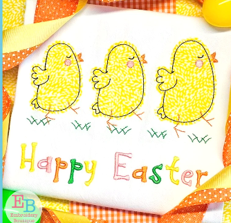 - SAMPLE SALE- Applique Chick Trio Design