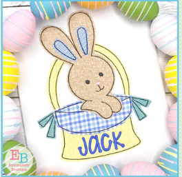 - SAMPLE SALE- Applique Bunny in Basket Design