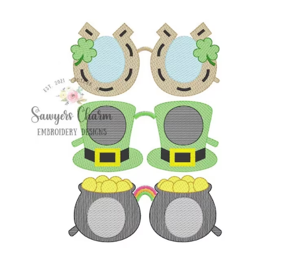 - SAMPLE SALE- Sketch St. Patty Glasses Design