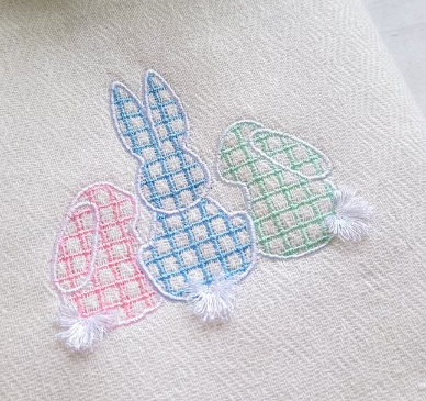 - SAMPLE SALE- Sketch Gingham Fluffy Bunnies Design