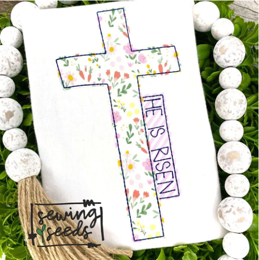 - SAMPLE SALE- Applique He is Risen Cross Design