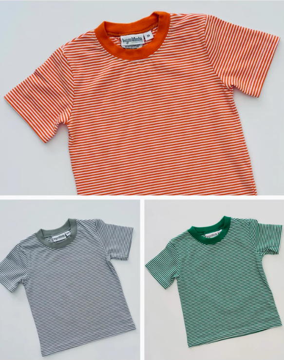- Pre- Order - Embroidery Stripe T-Shirt Tee
