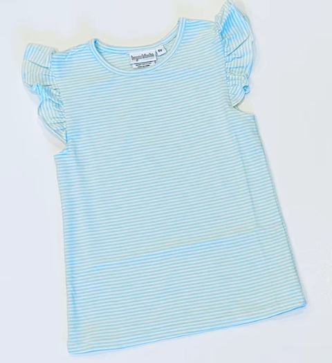 - Pre- Order - Embroidery Stripe Flutter Shirt