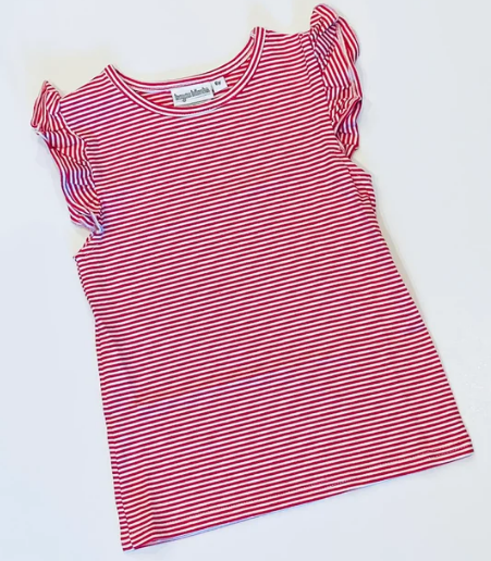 - Pre- Order - Embroidery Stripe Flutter Shirt