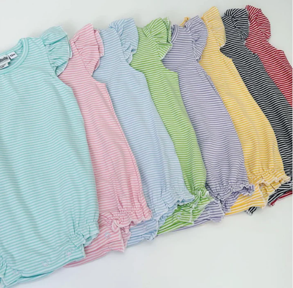 - Pre- Order - Embroidery Stripe Flutter Bubble