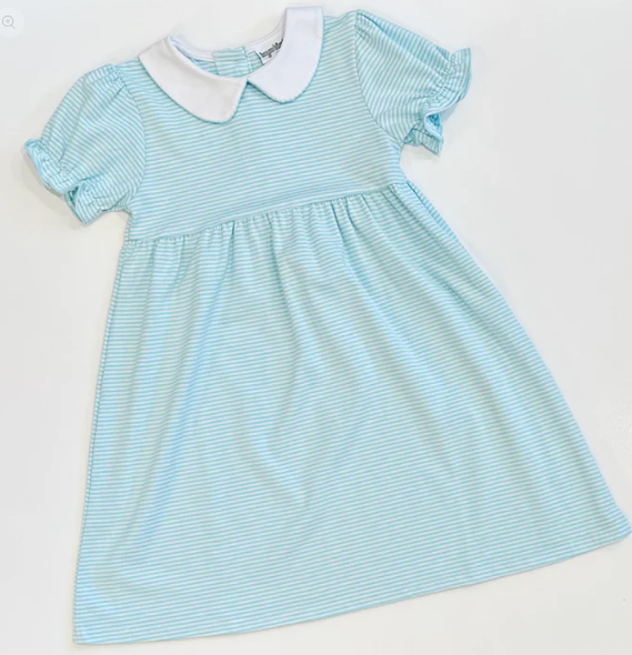 - Pre- Order - Embroidery Stripe Collar Dress