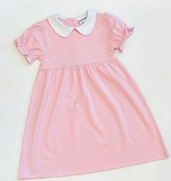 - Pre- Order - Embroidery Stripe Collar Dress