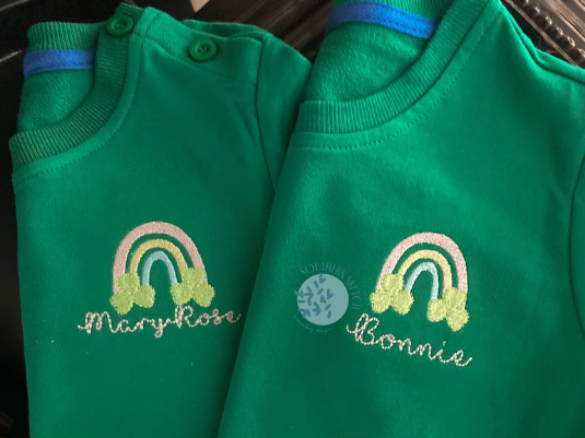 - SAMPLE SALE - Sketch Boys Rainbow Clover Mini Design on Polo
