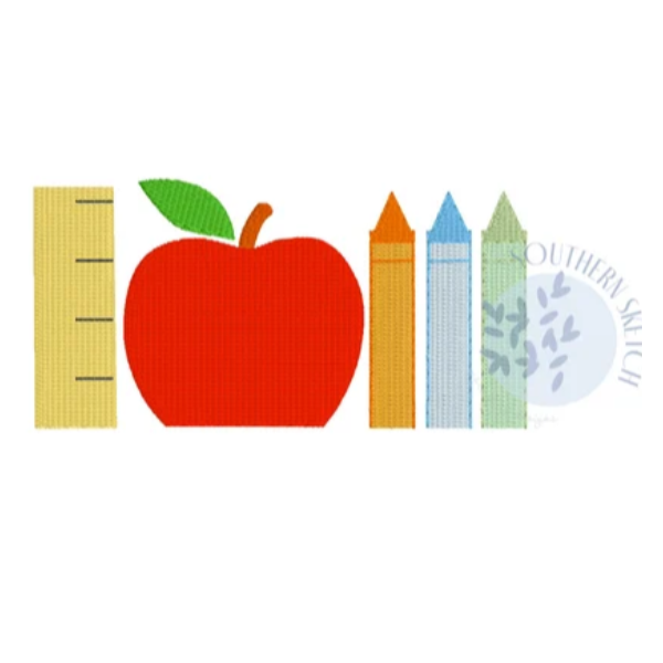 - SAMPLE SALE - Sketch Boys School Supplies Mini Design on Polo