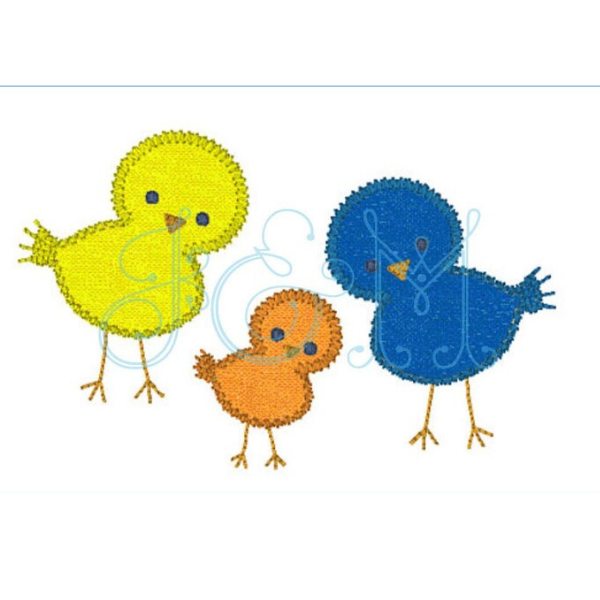 - SAMPLE SALE- Applique Chick Trio Design