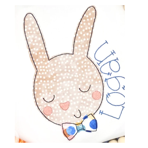 - SAMPLE SALE- Applique Bunny with Bow Tie Design