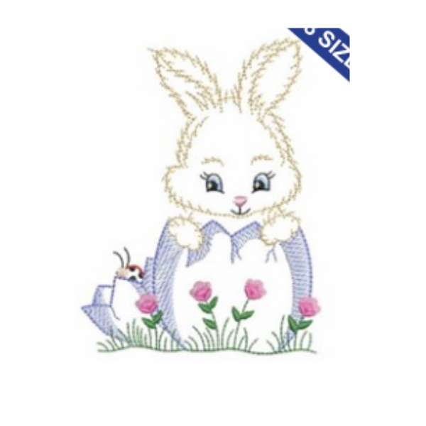 - SAMPLE SALE- Sketch Bunny in Egg Design