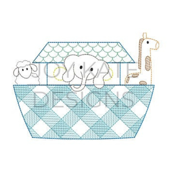 - SAMPLE SALE- Sketch Gingham Noah Ark Design