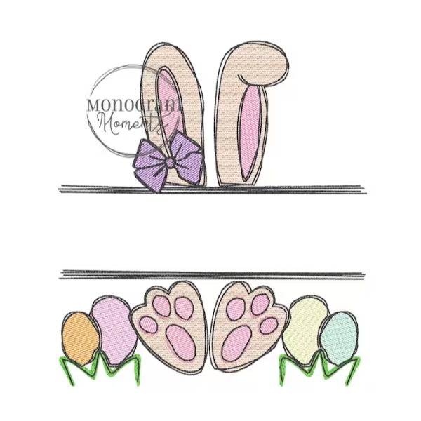 - SAMPLE SALE- Sketch Bunny Name with Bow Design