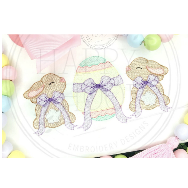 - SAMPLE SALE- Sketch Bunnies with Bows Design