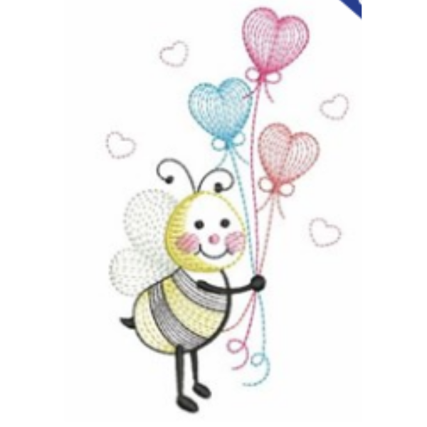 - SAMPLE SALE- Sketch Bumble Bee with Hearts Design