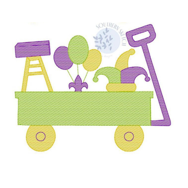 - SAMPLE SALE- Sketch Mardi Gras Wagon Design