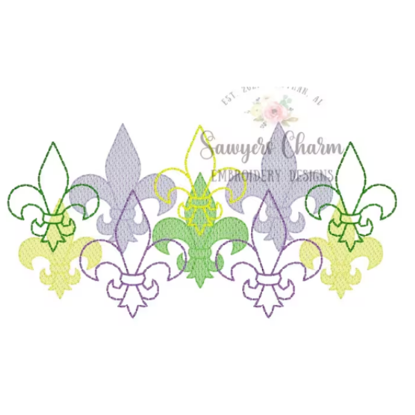 - SAMPLE SALE- Sketch Overlap Fleur De Lis Design