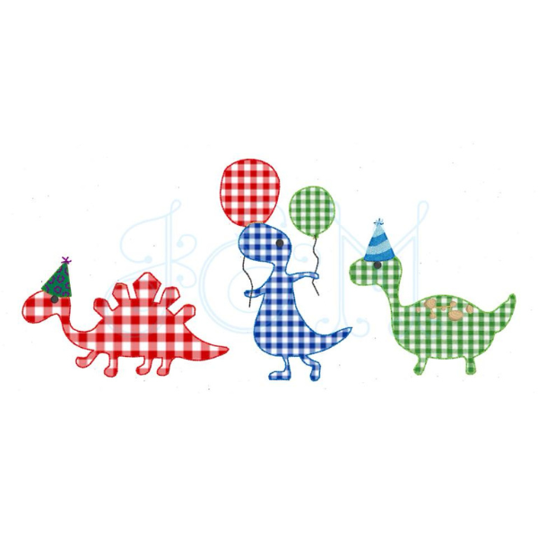 - SAMPLE SALE- Applique Dino Party Trio Design