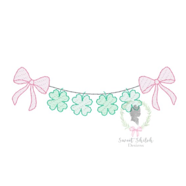 - SAMPLE SALE- Sketch Clover Swag with Bow Design