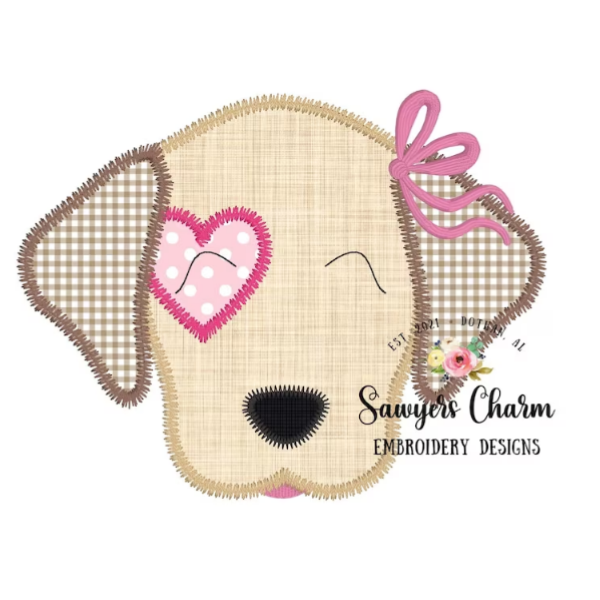 - SAMPLE SALE- Applique Heart Dog Bow Design
