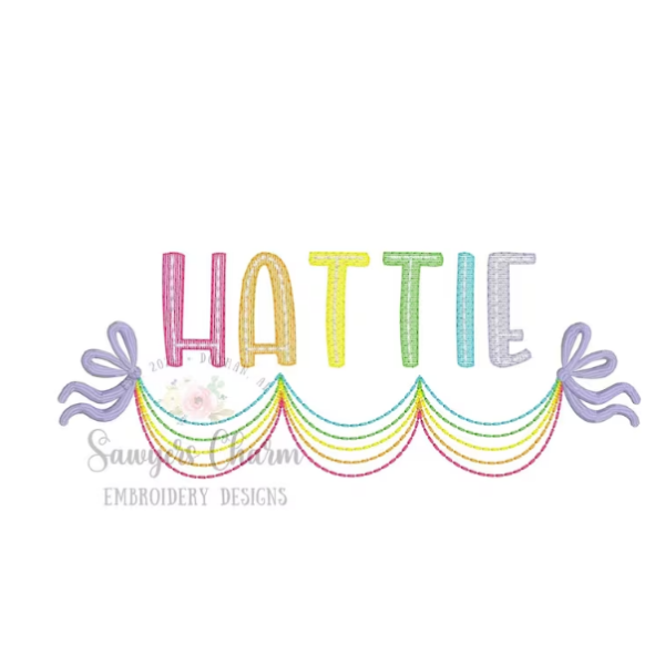 - SAMPLE SALE- Sketch Bow Garland Design