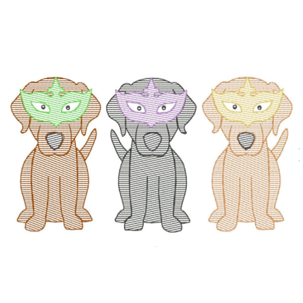 - SAMPLE SALE- Sketch Pups with Mask Design
