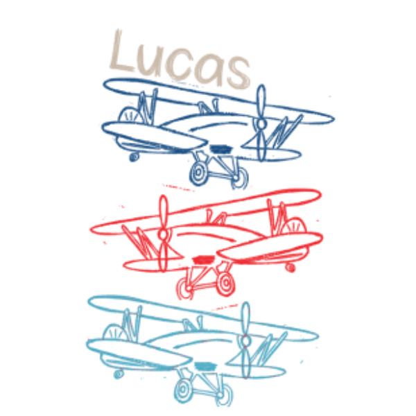 Printed Sketch Airplane Trio Design
