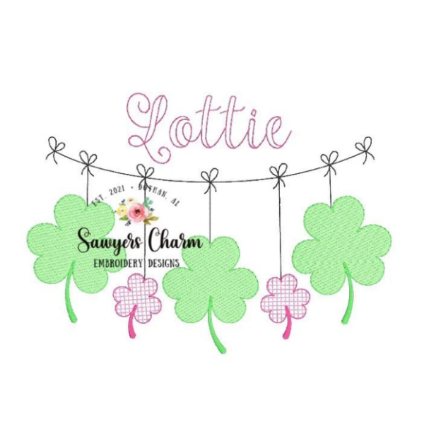 - SAMPLE SALE- Sketch Clover Banner with Bow Design