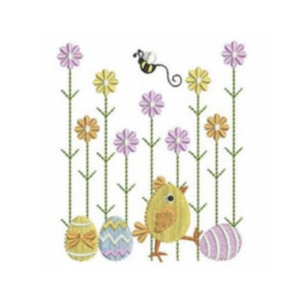 - SAMPLE SALE- Sketch Flowers and Chick Design