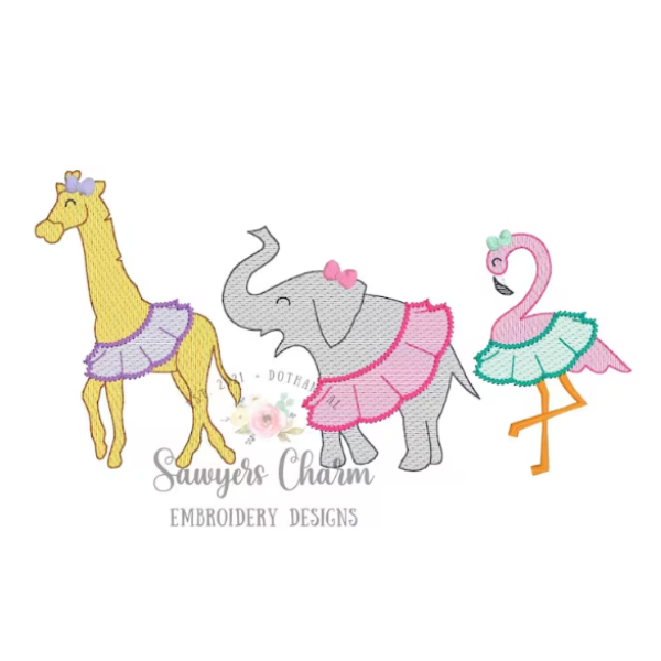 - SAMPLE SALE- Sketch Animal Friends Tutu Design