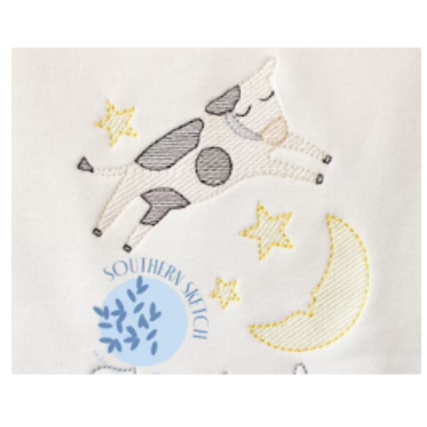 - SAMPLE SALE- Sketch Cow over the Moon Design