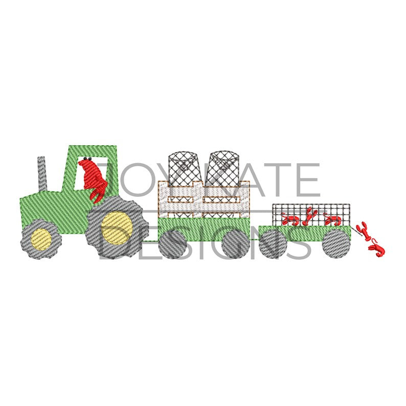 - SAMPLE SALE- Sketch Tractor with Crawfish Design