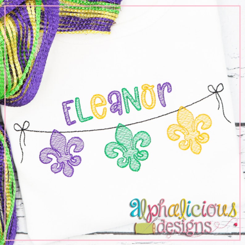 - SAMPLE SALE- Sketch Fleur De Lis Banner Design
