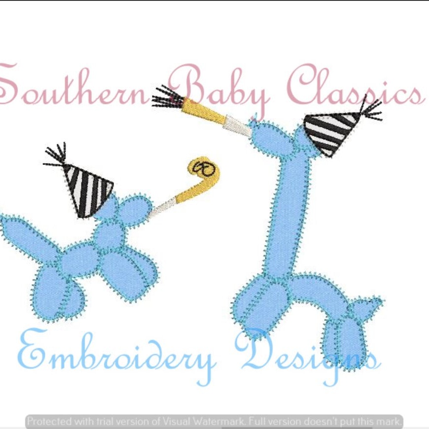 - SAMPLE SALE- Applique Party Balloon Animals Design