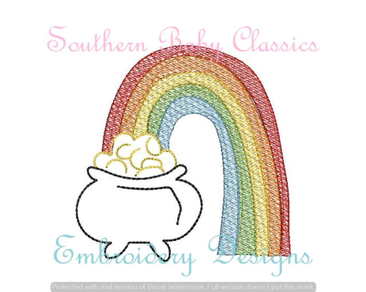 - SAMPLE SALE- Sketch Rainbow Pot of Gold Design