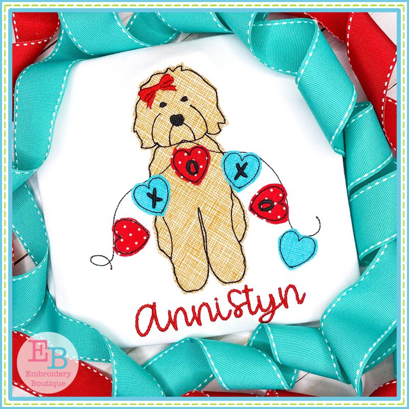 - SAMPLE SALE- Applique XOXO Doodle Pup Design
