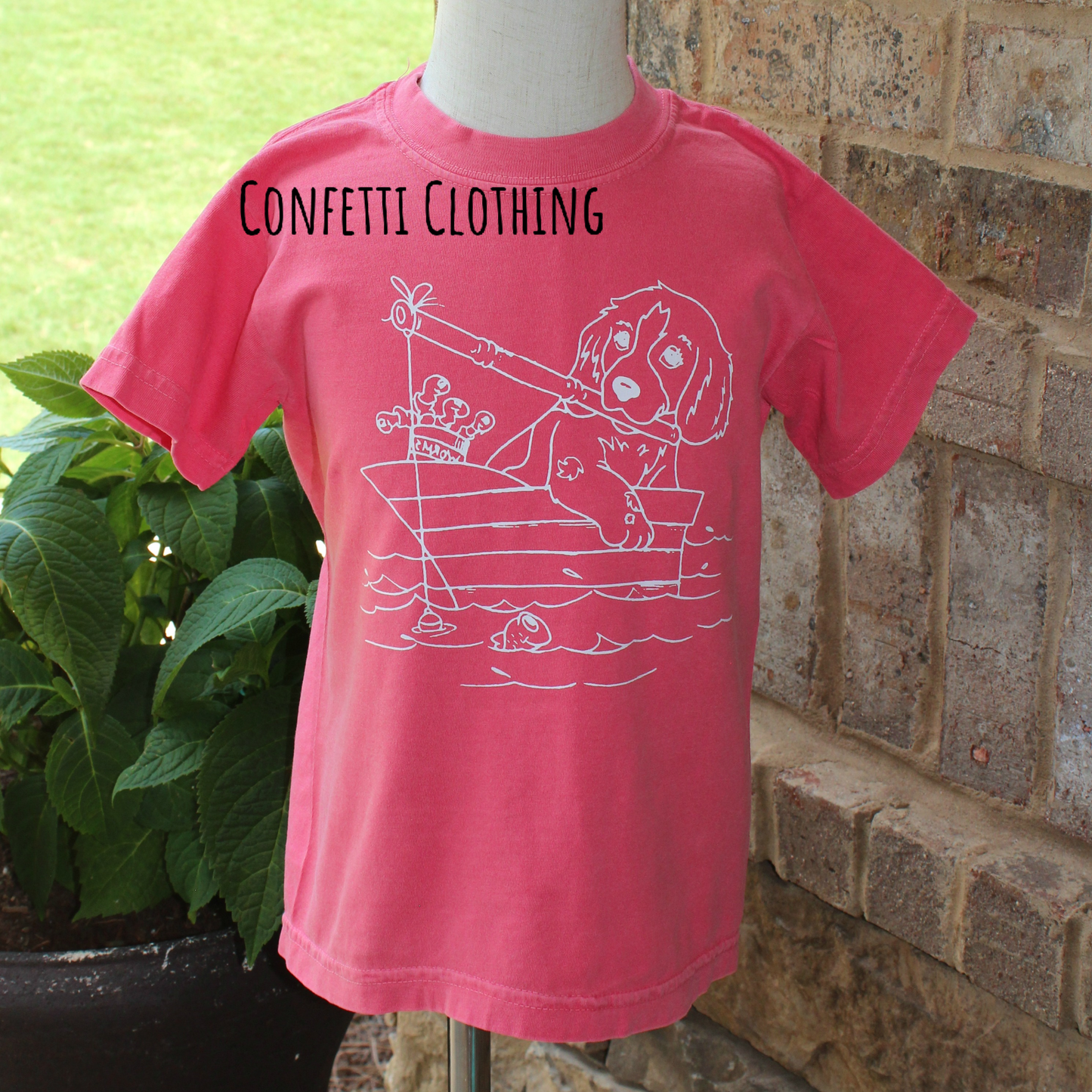 Pup in Boat Tee Sketch Screen Print Design