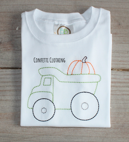 Sketch Boys Pumpkin Vintage Dump Truck Design