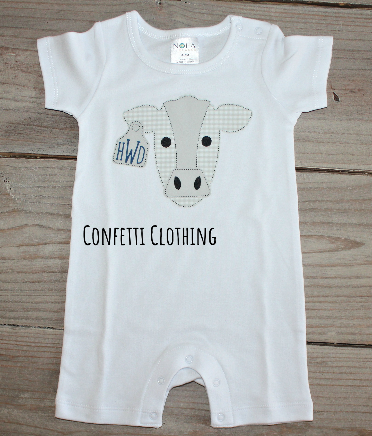 Printed Moo Cow with Monogram Design