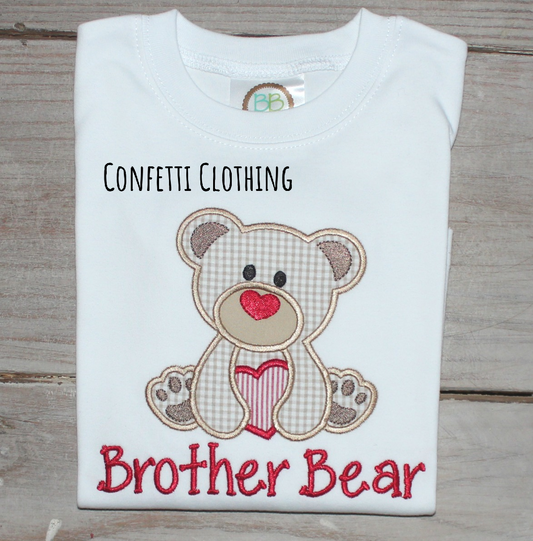 Applique Boys Big Brother Bear Design