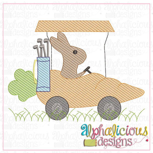 - SAMPLE SALE- Sketch Golf Cart Bunny Design