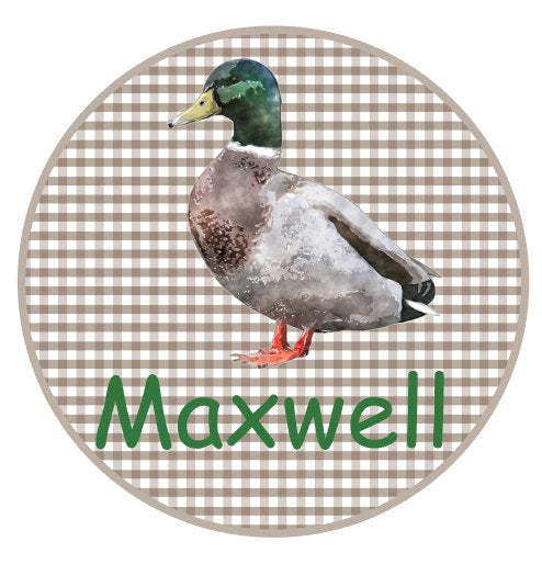 Printed Duck on Gingham on Kelly Green Design