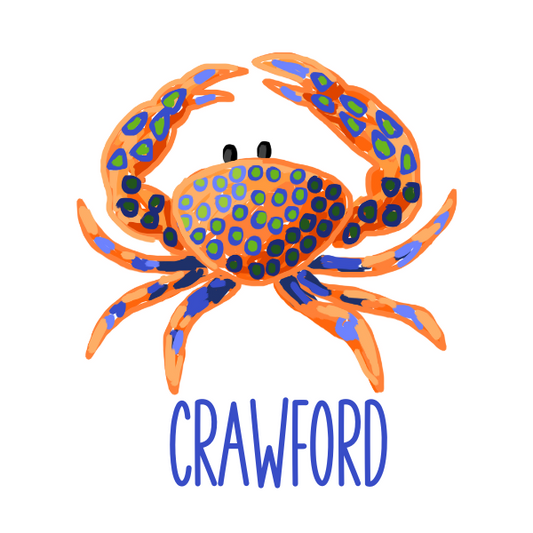 Printed Orange & Blue Crab Design