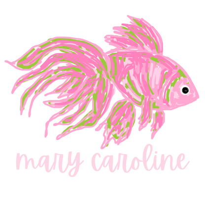 Printed Pink Green Fish Design