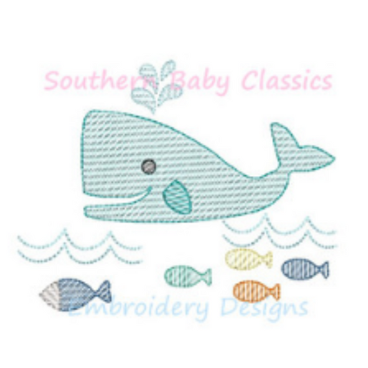 - SAMPLE SALE- Sketch Whale & Fish Design