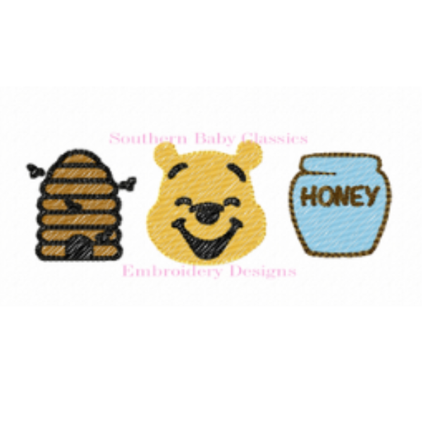 - SAMPLE SALE- Sketch Bear & Honey Design